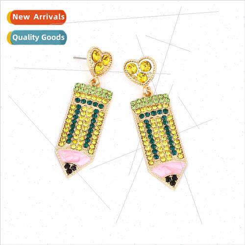 lovely design sense oil drop diamond heart-shaped pencil ear