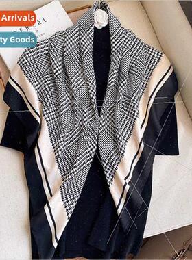 2021 Korean  thousbird grid fashion 90 large square scarf fe