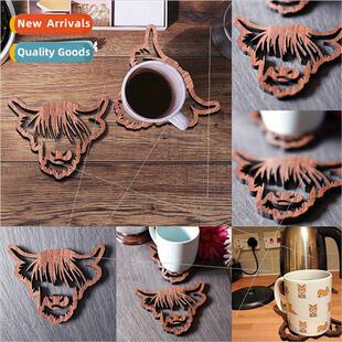 Wooden HighlCow Coasters Cow Utensil Coasters Wooden Mini Tr
