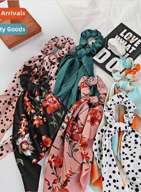 simulation silk tie-dye hair bFrench sausage scarf hair ribb