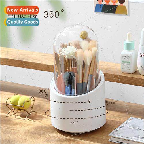 360°rotating organizer desktop brush compartment shelf dorm
