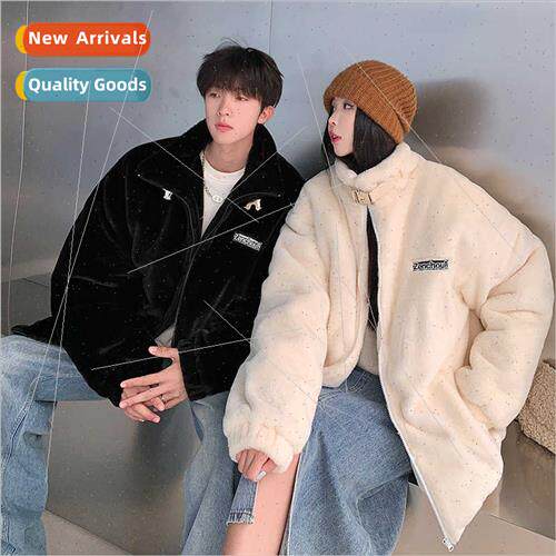 2023 faux rabb plush men jacket winter thickened embroidery