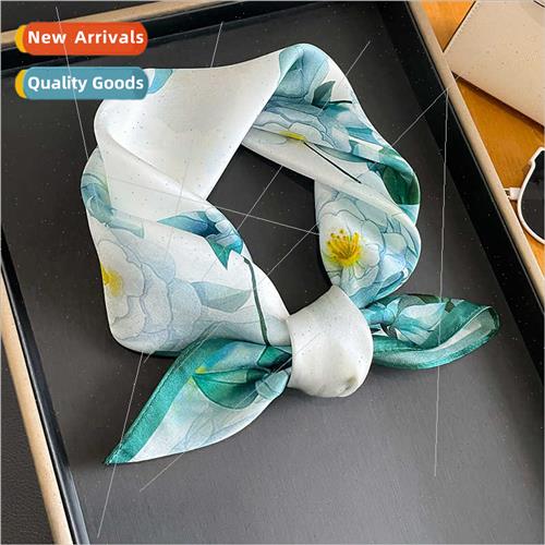 2023 new printing fashion mulberry silk small square scarf f
