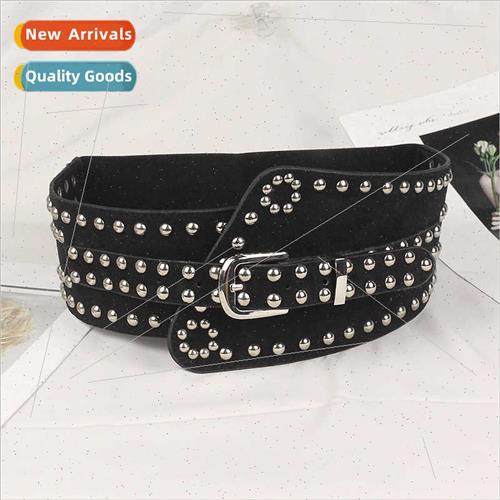 Europe fashion elastic waist seal female rivets decorated sk