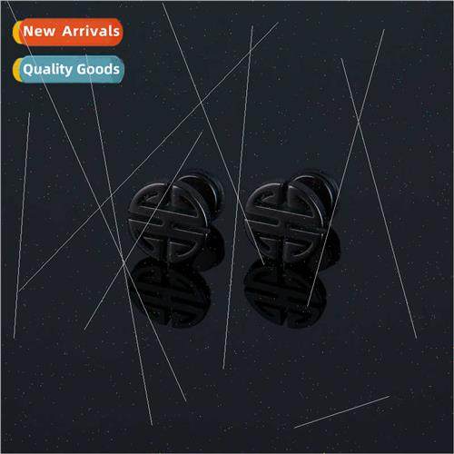 Geometric round earrings fashion stainless steel small dumbb