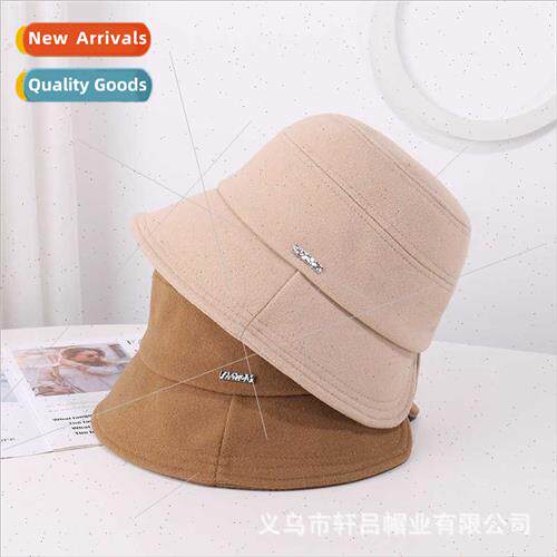 Japan new simple bucket hat female fall winter warm tweed fi
