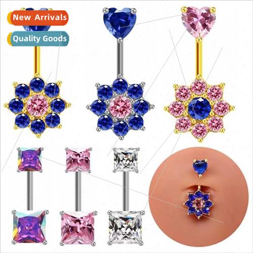 Europe heart-shaped navel ring square navel ring navel jewel