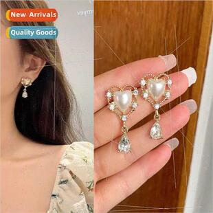 S925 sweet love earrin jewelry pearl ear needle silver retro