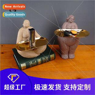 Yoga Fat Woman Sculpture Fashion Dresser Jewelry Storage Hom