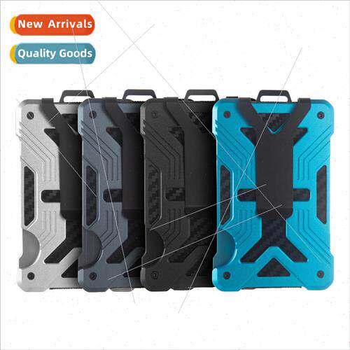 New new work perm aluminum charcoal fiber card holder RFID c