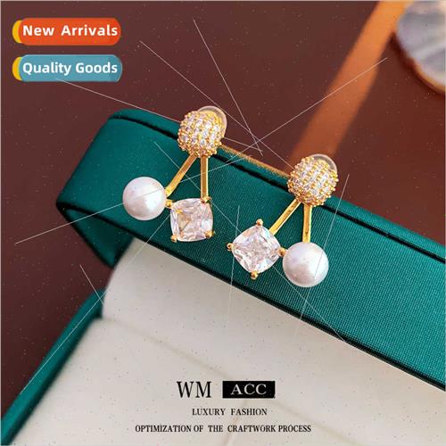 silver needle zirconia pearl earrings delicate earrings vers