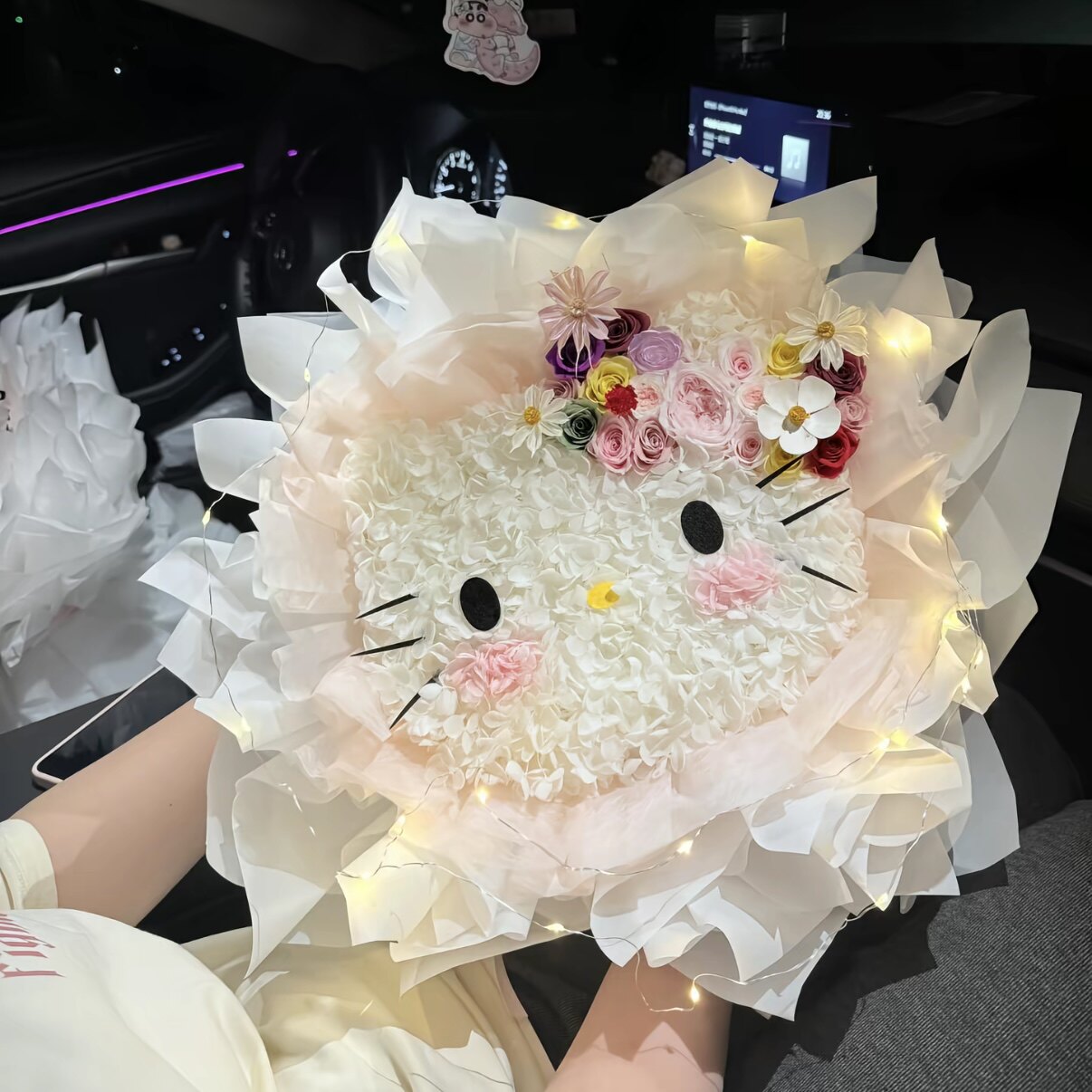 kt猫凯蒂猫花束凯蒂猫礼盒送女朋闺蜜生日礼物永生花七夕情人节