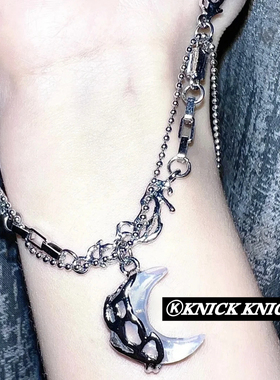 Y2K禁锢月亮项链女亚文化辣妹甜酷重工小众设计感情侣款高级颈链