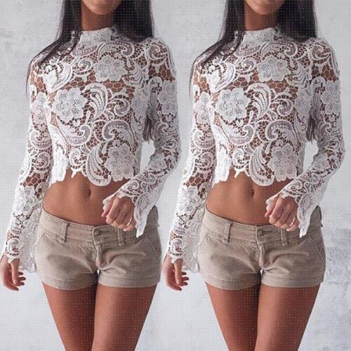 Lace Hollow Out Cropped Shirt Casual Club Crop Top|msdalam kategori Butik wanita / wanita, shirt - dari Buy2taobao.com untuk memberikan perkhidmatan ejen Taobao profesional membeli