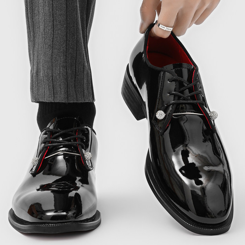 商务正装漆皮德比鞋男尖头系带亮面皮鞋通勤工作鞋黑色发型师男鞋,流行男鞋,正装皮鞋,淘宝优惠券,粉丝福利购,淘宝优惠卷