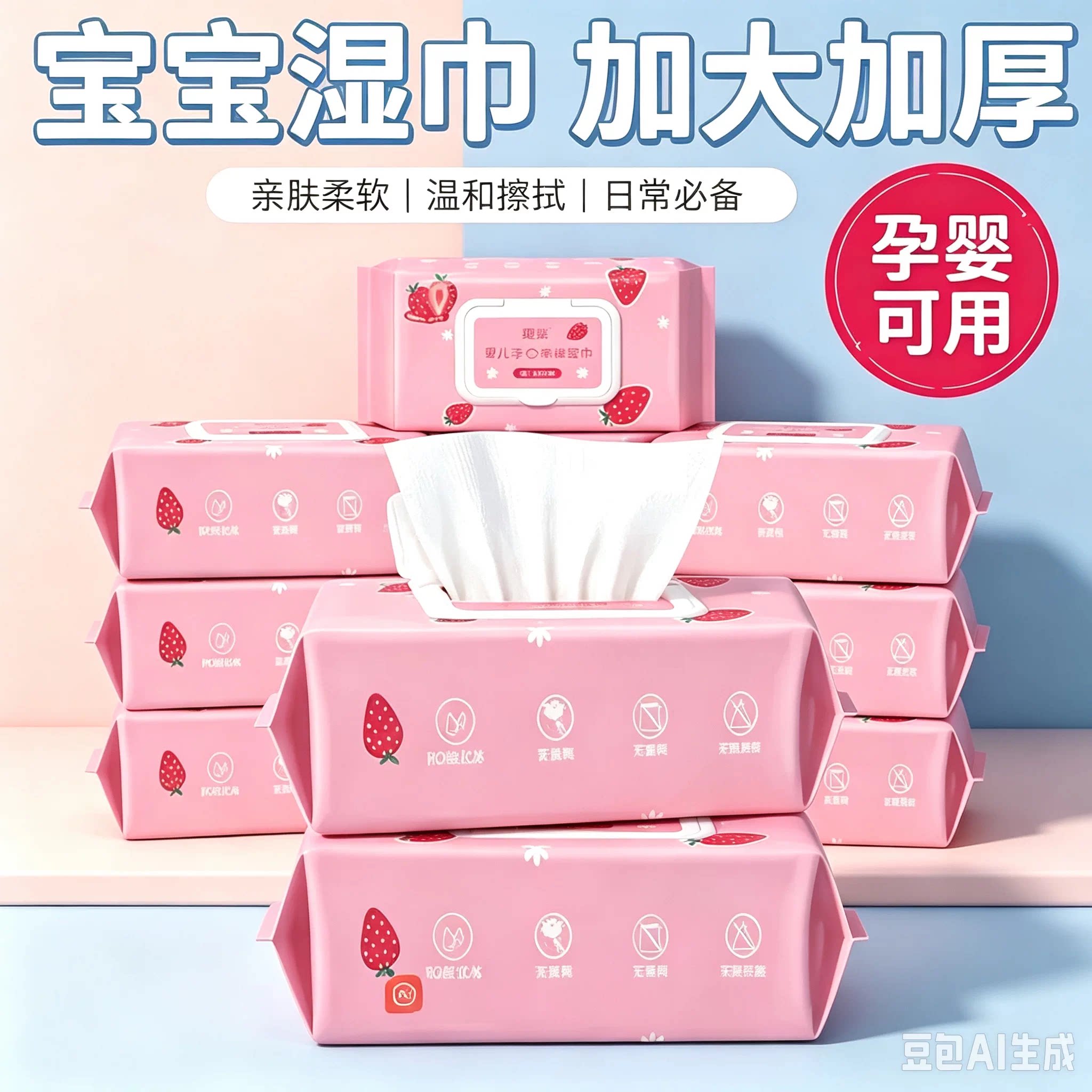 婴儿手口湿巾加厚带盖孕婴可用