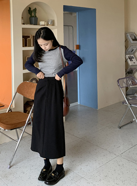 PERRY自制小个子黑色直筒弹力包臀裙小码150/xxs