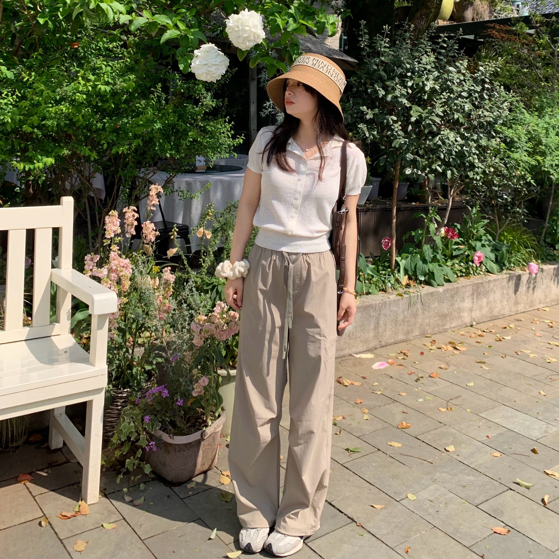 PERRY自制小个子简约工装休闲松紧拖地夏款工装裤小码150xxs