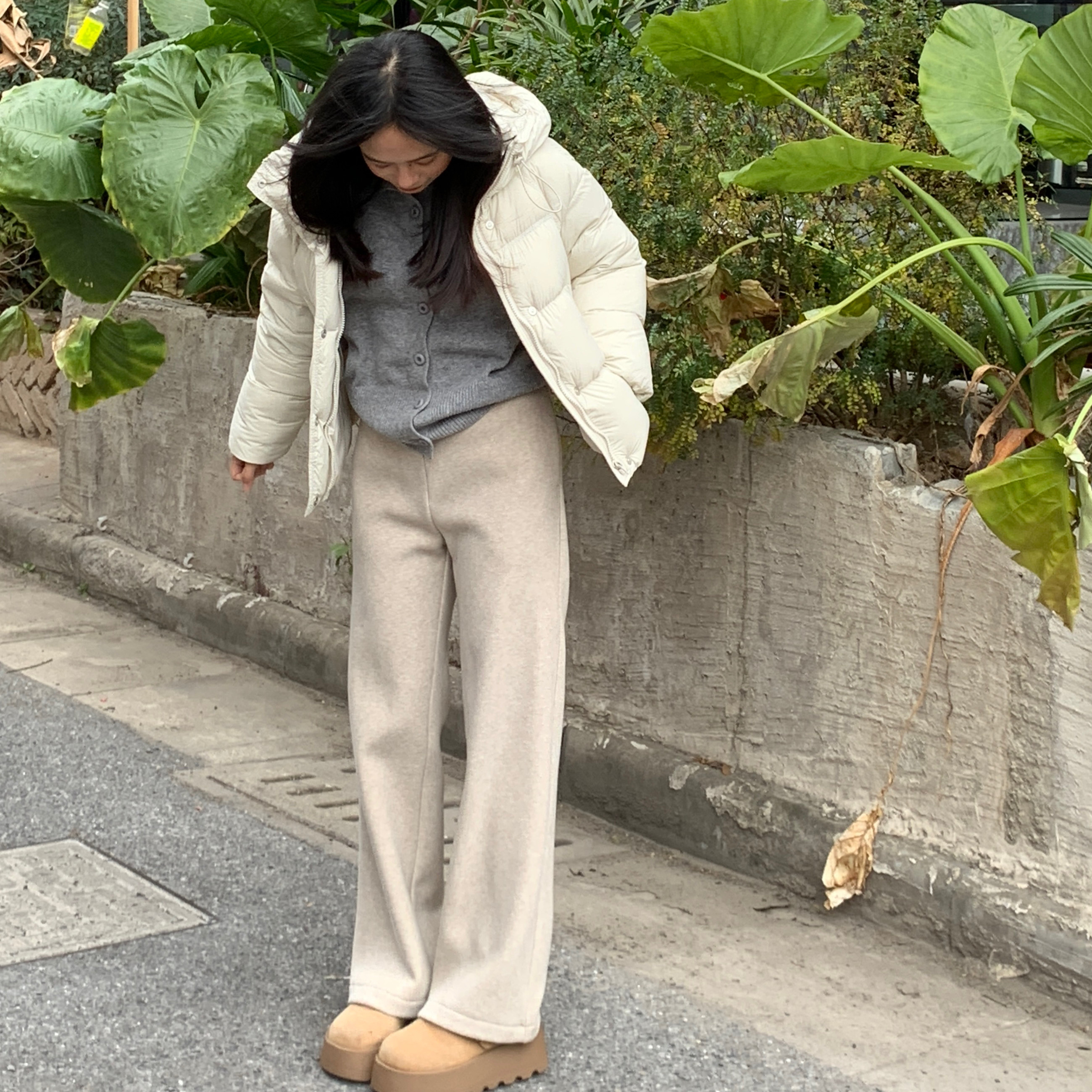 小个子150cm加绒直筒裤窄版燕麦韩版直筒裤小码加绒裤,女装/女士精品,休闲裤,淘宝优惠券,粉丝福利购,淘宝优惠卷