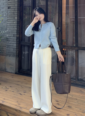 PERRY自制小个子白色显瘦休闲裤西装通勤小码150xxs