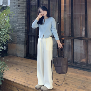 通勤小碼 150xxs 西裝 PERRY自制小個子白色顯瘦休閑褲