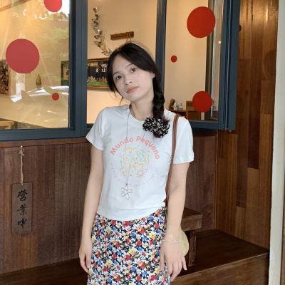 PERRY自制小个子圆领经典美式印花Tx小码150xxs