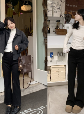 PERRY自制小个子修身微喇加绒小码显高显瘦喇叭裤小码150xxs