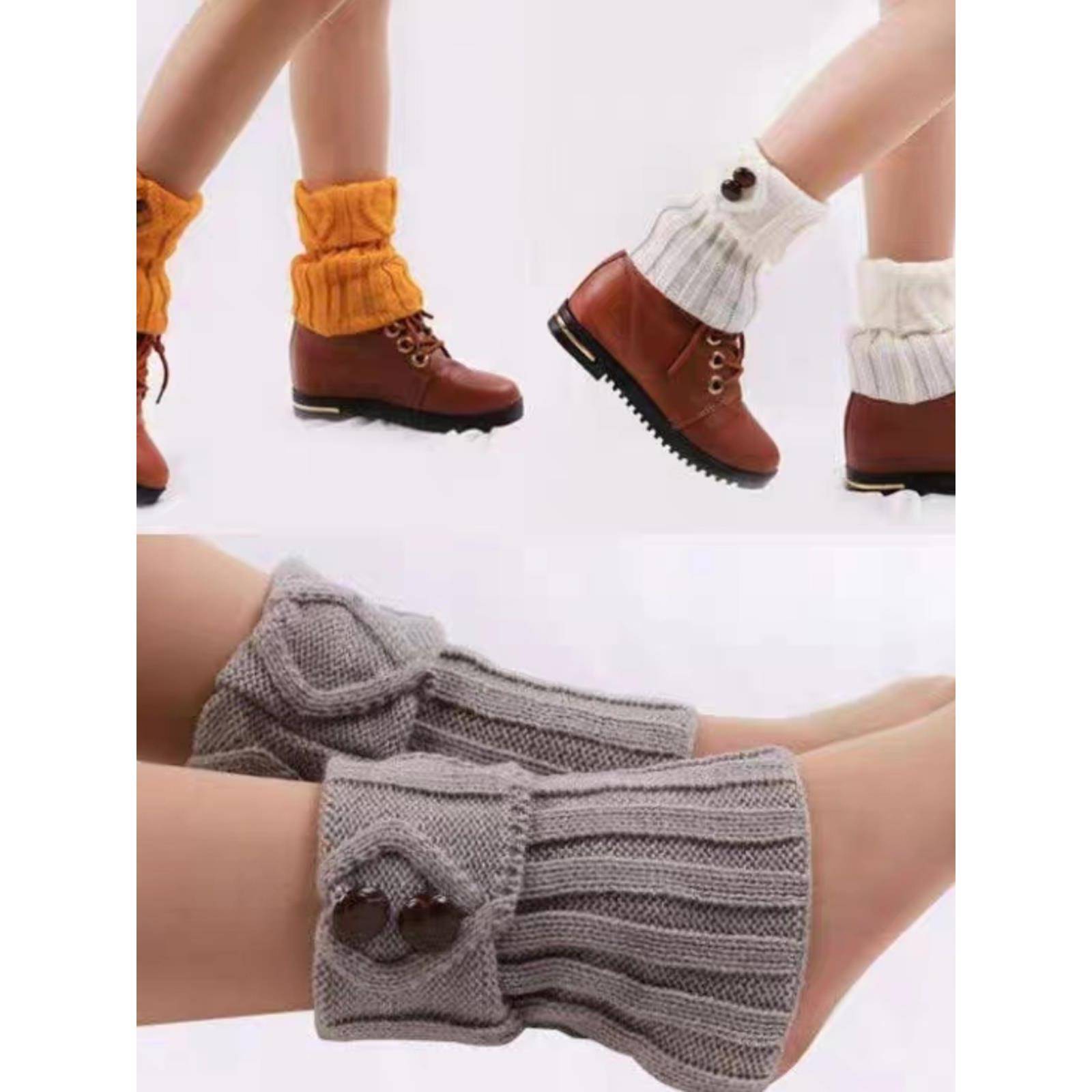 针织脚套女毛线保暖腿套翻口纽扣靴套护腿袜套护脚腕护腕护踝脚踝