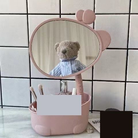 ins风少女心可爱桌面台式化妆镜宿舍网红镜子公主旋转收纳梳妆镜
