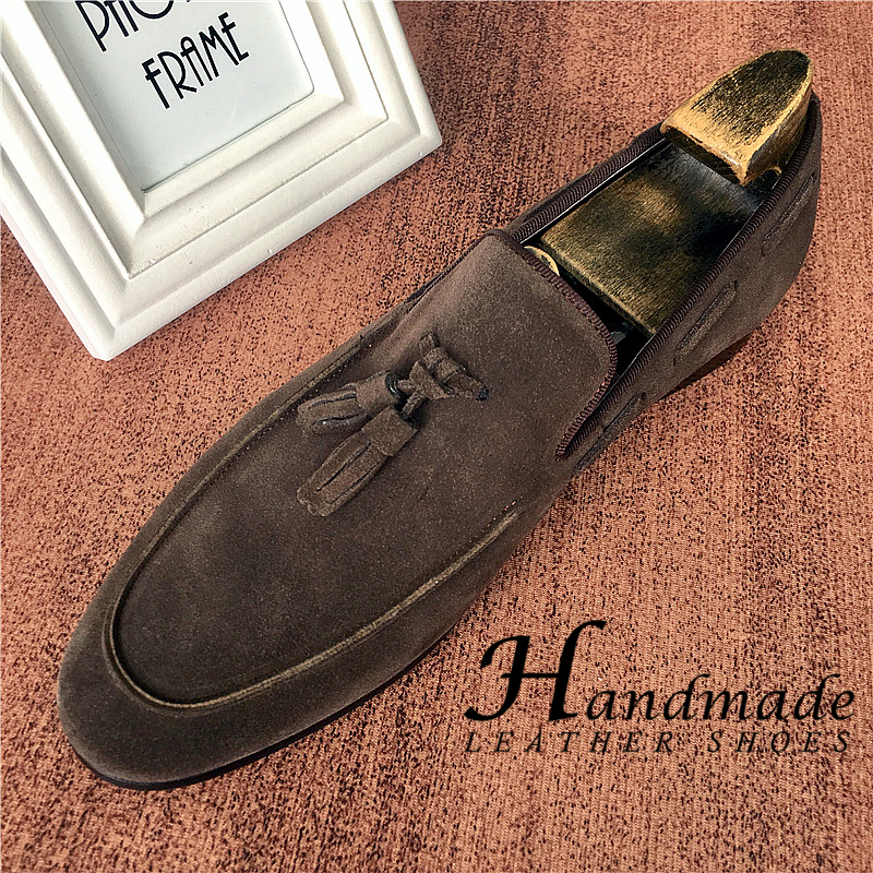 牛反绒套脚男士透气乐福鞋复古