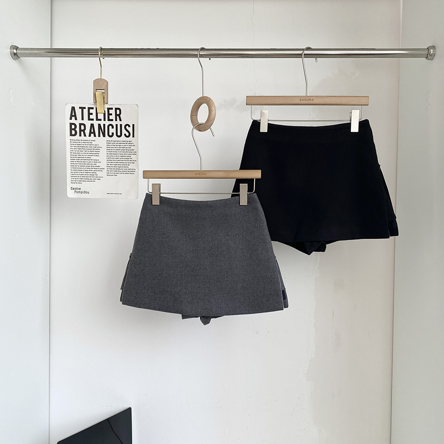 百搭显瘦休闲毛呢短裙通勤防走光