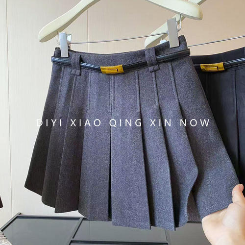 学院风灰色百褶裙短裙女