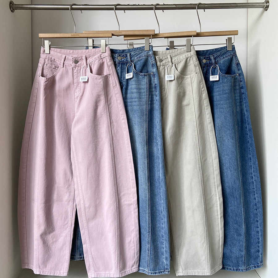 高腰弯刀阔腿裤女2026春季新款韩版chic宽松显瘦百搭休闲牛仔长裤