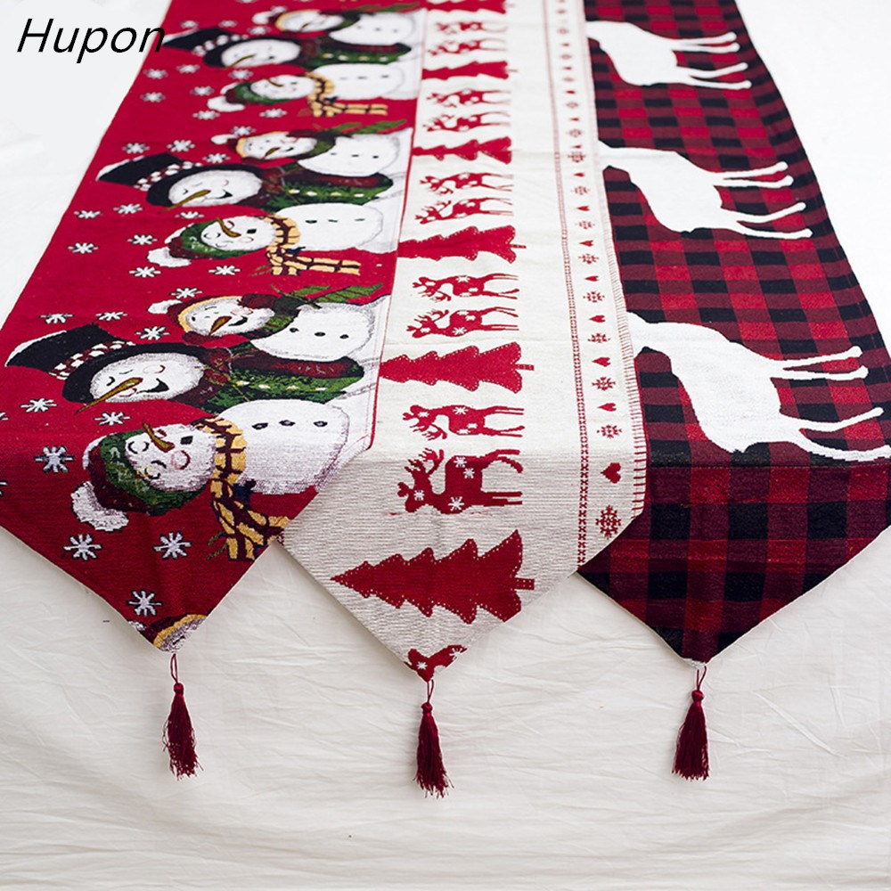 Cotton Embroidered Christmas Table Runners 180*35cm Deer Chr