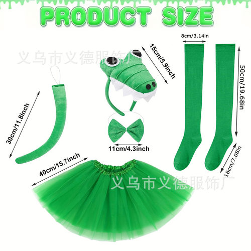跨境亚马逊万圣节儿童表演青蛙发箍头饰尾巴袜子领结服饰装扮成人