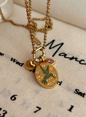 Pinecone home·原创【逐光之翼】欧美18k包金保色钛钢复古项链