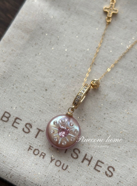 Pinecone home·原创设计【甜酷派】s925纯银包金纽扣巴洛克项链