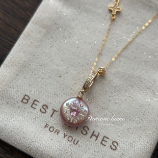 Pinecone home·原创设计【甜酷派】s925纯银包金纽扣巴洛克项链