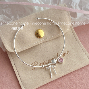 Pinecone home·【芭比手镯】s925纯银粉色锆石少女心的礼物5.2g