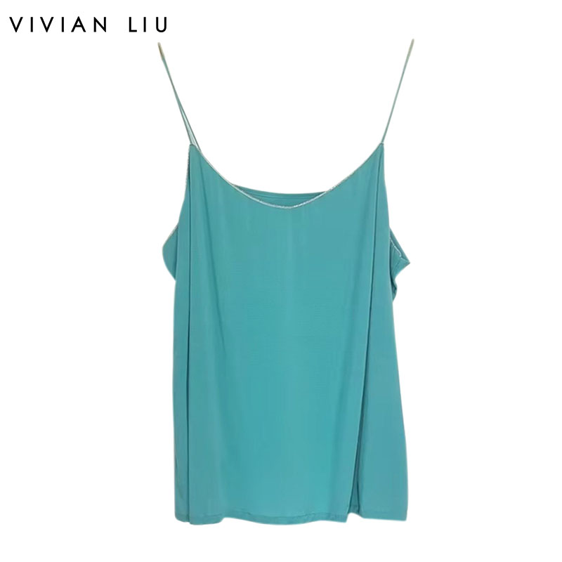 VIVIAN LIU R2423001春女装新款时尚修身细肩带吊带打底背心