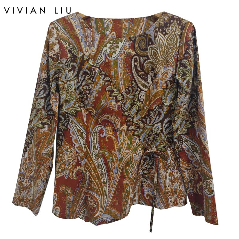 女装新款腰间系带印花上衣