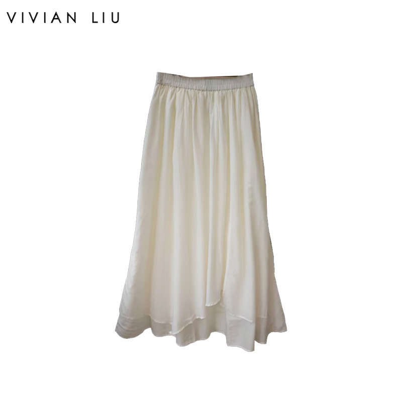 VIVIAN LIU薇薇安刘D2634020夏女装新款下摆不规则松紧腰半裙