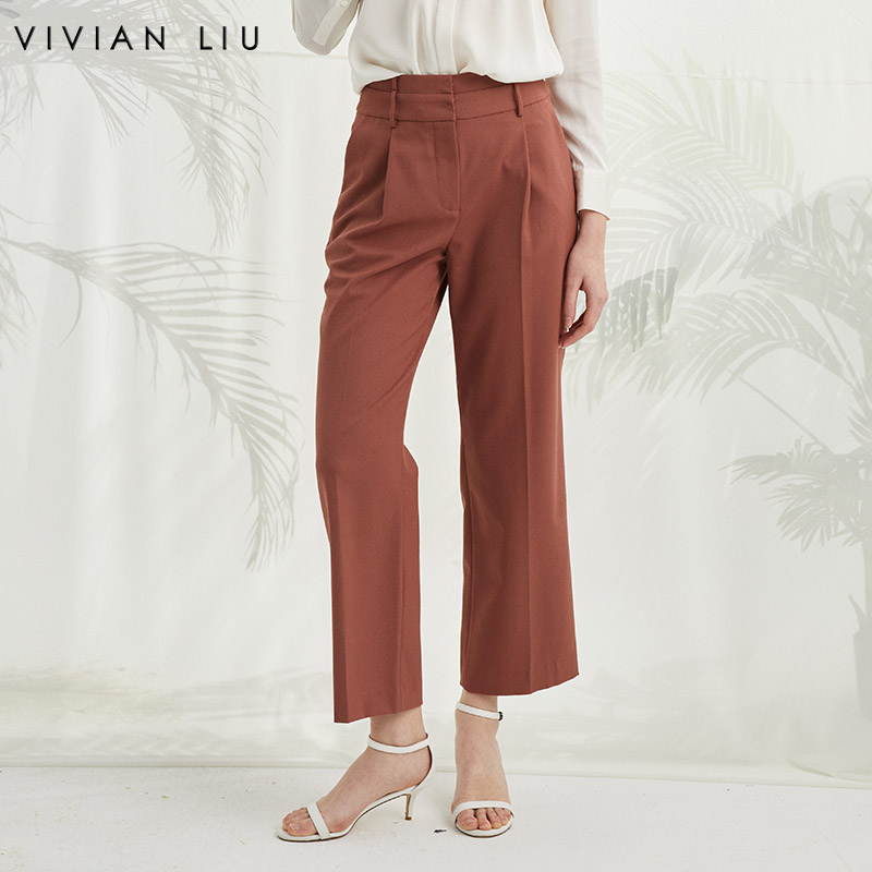 VIVIAN LIU薇薇安刘TZ2415001秋女装新款斜插兜显瘦直筒长裤