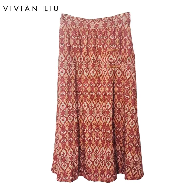 VIVIANLIU中长款中式盘扣半裙