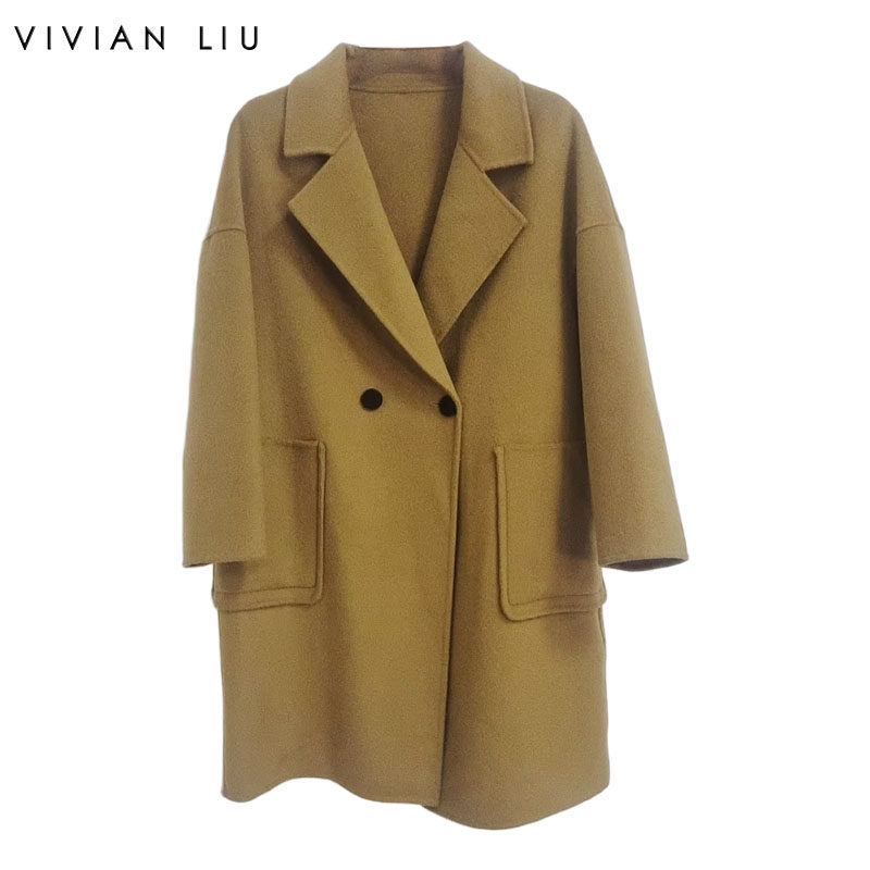 VIVIANLIU新款翻领宽松贴兜大衣