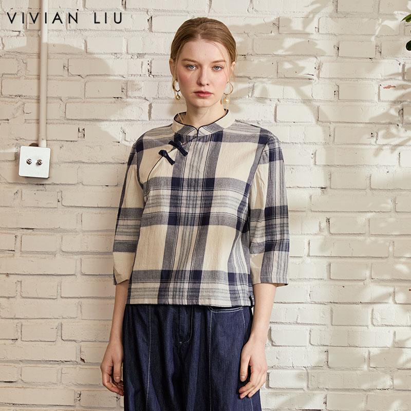 VIVIAN LIU薇薇安刘D2443007初秋女装新款时尚斜门襟新中式上衣