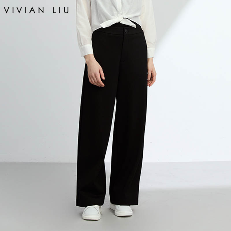 VIVIAN LIU R2457506 25春季新款斜插兜腰部前拉链直筒休闲长裤