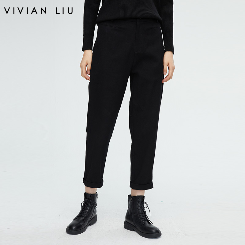 VIVIANLIU/红英脚口翻边长裤