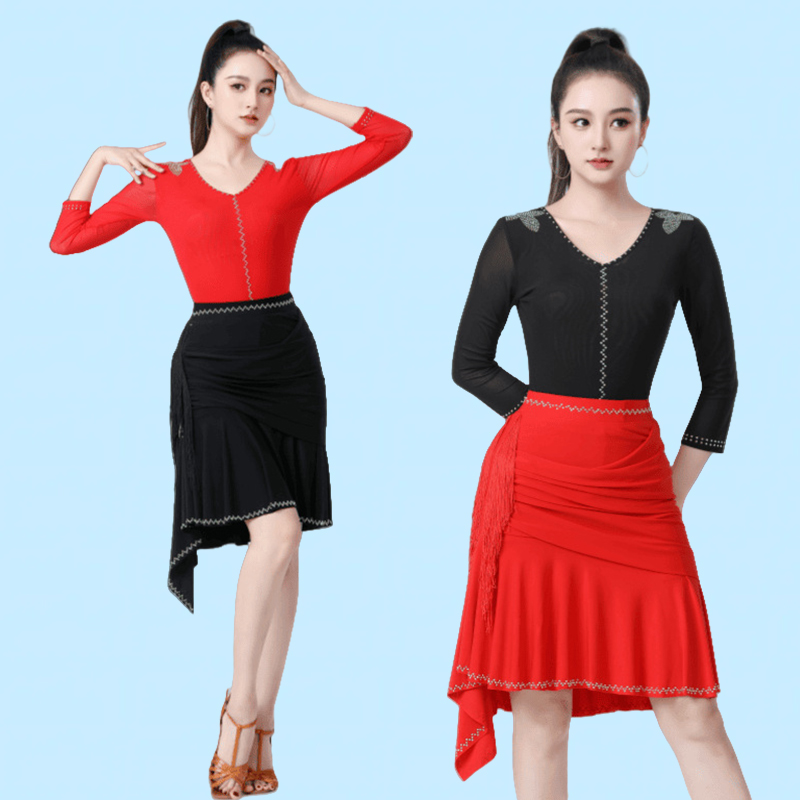 镶钻连体广场舞练功上衣女