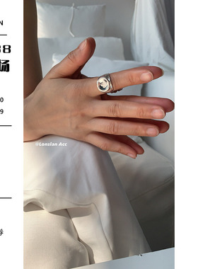 LONSLAN凹凸圆形小众戒指